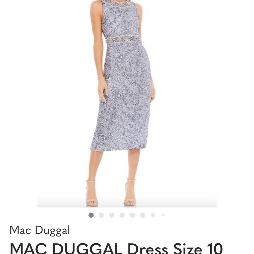 Mac Duggal Silver Sleeveless Midi Dress - Picture 9 of 10